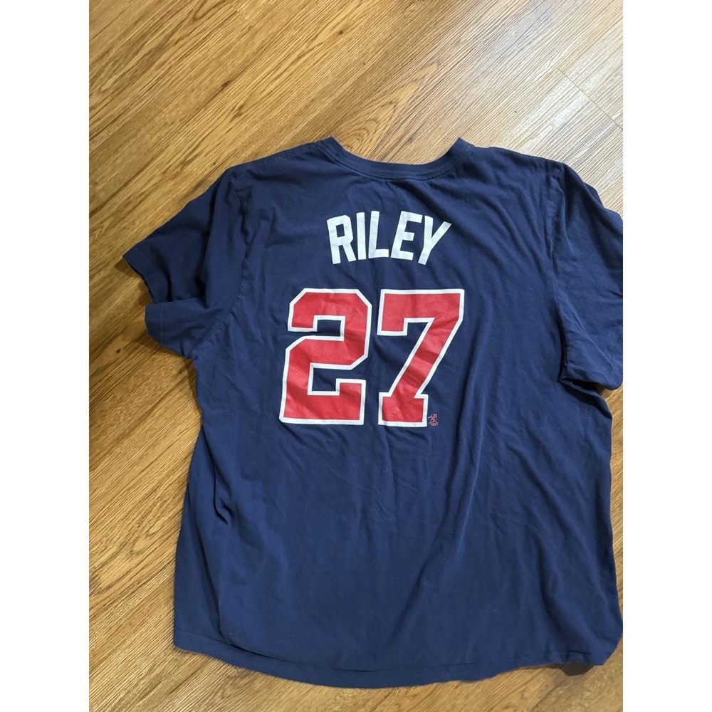 Braves Nike Men's T Shirt Size 2XL Atlanta MLB  Riley 27‎ Blue Cotton - Picture 4 of 4
